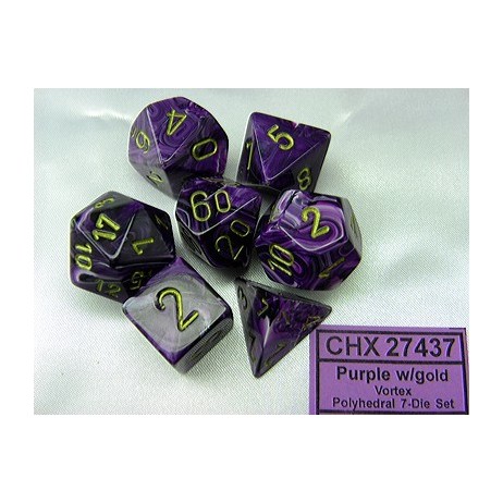 Chessex set de 7 dés Vortex violet/or