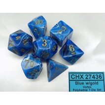 Chessex set de 7 dés Vortex bleu/or