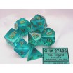 Chessex set de 7 dés Boréalis turquoise/or