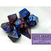 Chessex set de 7 dés Gémini bleu-violet/or