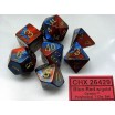 Chessex set de 7 dés Gémini bleu-rouge/or