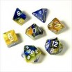 Chessex set de 7 dés Gémini bleu-or/blanc