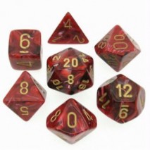 Chessex set de 7 dés Vortex bordeaux/or