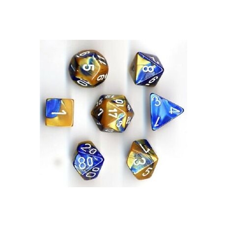 7 dés gemini en boîte blue gold w/white