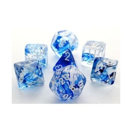 7 dés nebula en boîte dark blue w/white