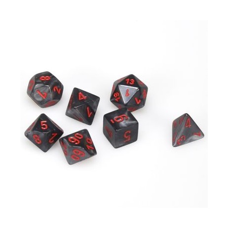 7 dés velvet en boîte black w/red