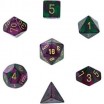 7 dés gemini en boîte green purple w/gold