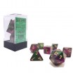 7 dés gemini en boîte green purple w/gold