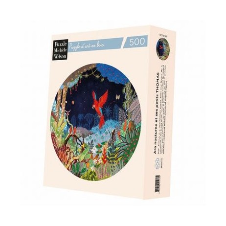 Puzzle bois 500 p Ara nocturne et ses petits A lain Thomas