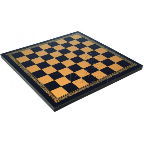 Plateau d'échecs 40x40 cm simili cuir or noir