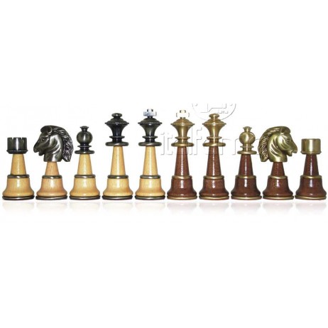 Pièces échecs bois métal staunton fr roi 12.7 cm socle 4.5cm