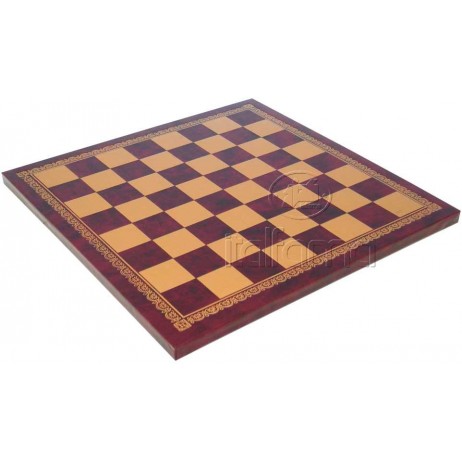 Plateau d'échecs 40x40 cm simili cuir or rouge