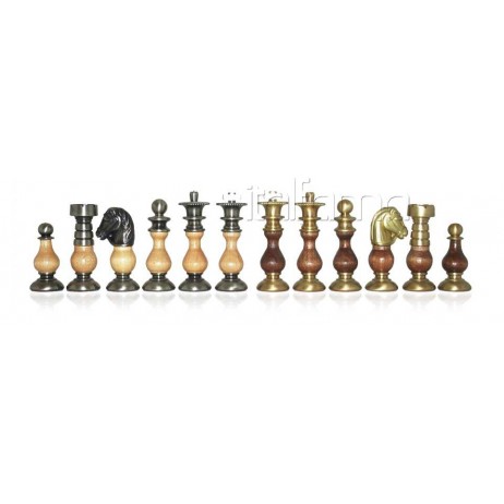 Pièces échecs bois métal Classic fr roi 7.5 cm socle2.5cm