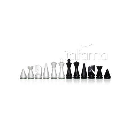 Pièces échecs laquées noir blanc Moderne roi 7.6 cm