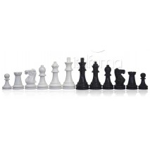 Pièces échecs laquées noir blanc staunton roi 7.6 cm