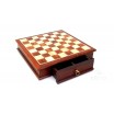 Plateau échecs coffret tiroirs 32x32 cm