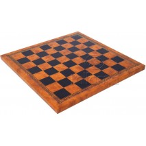 Plateau d'échecs 40x40 cm simili cuir brun noir