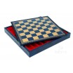 Plateau d'échecs 35x35 cm simili cuir or bleu