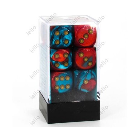 Chessex set de 12 dés 6 Gemini Rouge Sarcelle/Or