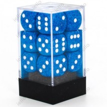 Chessex set de 12 dés 6 Granite Water bleu/blanc