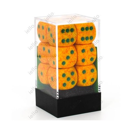 Chessex set de 12 dés 6 Granite Lotus Orange/Vert