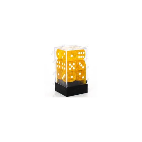 Chessex Set de 12 dés 6 Transparent Jaune/Blanc