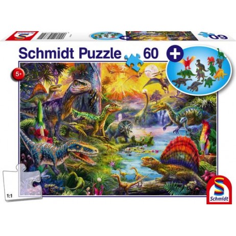 Puzzle 60 p Dinosaures + figurines