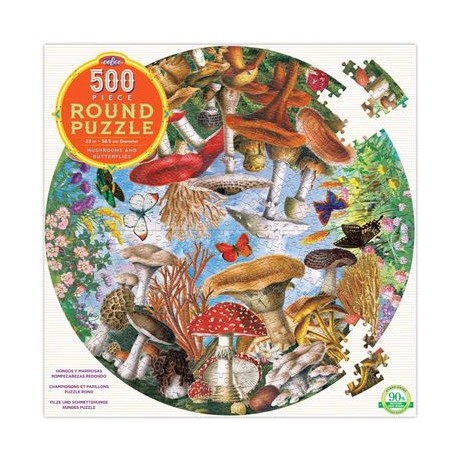 Puzzle 500 pièces Mushrooms & butterflies
