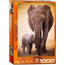 Puzzle 1000 p Éléphant et Bébé