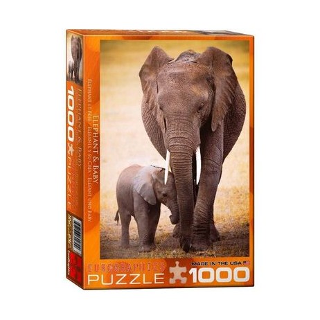 Puzzle 1000 p Éléphant et Bébé