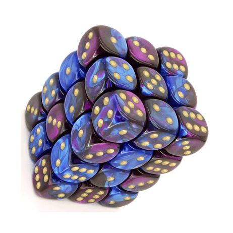 Set de 36 dés 6 Gemini Bleu Violet/Or