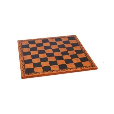 Plateau échecs simili cuir marron noir 33x33