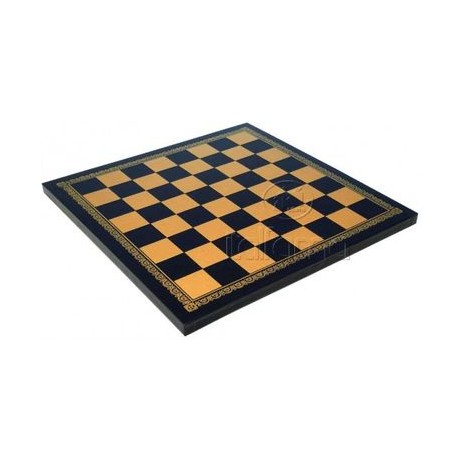Plateau échecs simili cuir noir or 33x33 cm