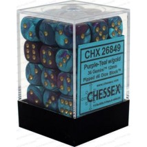 Chessex Set de 36 dés 6 Gemini Violet Turquoise/Or