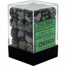 Chessex Set de 36 dés 6 Gemini Noir Gris/Vert