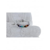 Bracelet 7 Chakras Howlite Perles rondes 8 mm Breloque Om