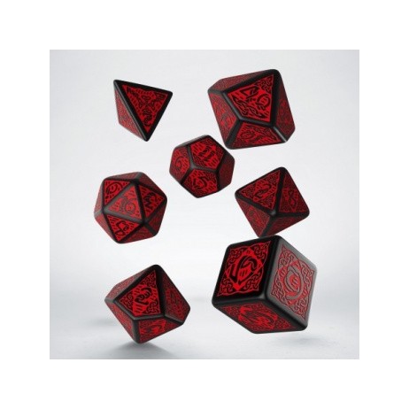 Celtic 3D Revised Black & Red Dice Set