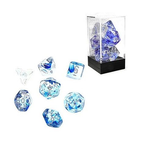 Set de 7 dés Nébula bleu Foncé/Blanc