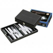 Backgammon velours noir et gris 23cm