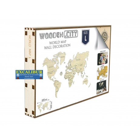 World map L wooden city