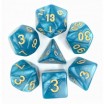 Lot de 7 Dés Bleu Nacré et Or