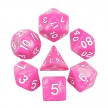 Lot de 7 Dés Fusion Rose & Blanc
