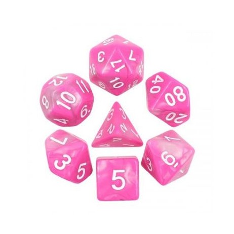 Lot de 7 Dés Fusion Rose & Blanc