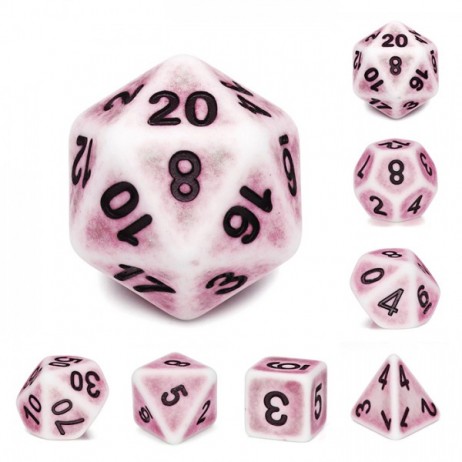 Lot de 7 Dés Ancien Rose