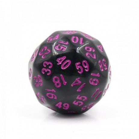 Dé 60 Faces Noir & Rose