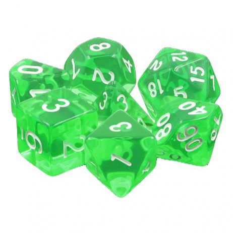 Lot de 7 Dés Gemmes Emeraude