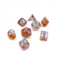 7 dés en Boîte Borealis Rose Gold / Blue