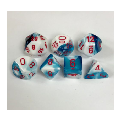 7 dés Gemini Astral Blue White / red