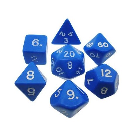 7 dés Opaque Blue / White