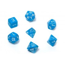 7 dés Opaque Light Blue / White